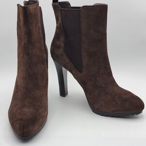 NWOT! Lauren Ralph Lauren Brown Suede Heel Ankle‎ Boots Size 10. #1618